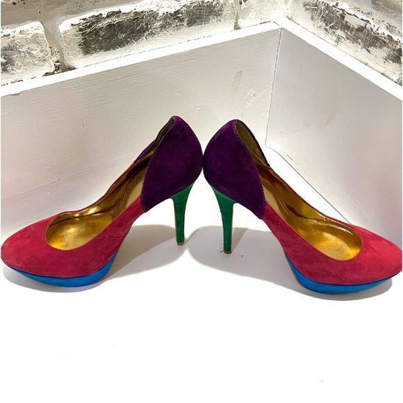 Charles David Velvet Multi-colored Heel Pumps. Size 8.5 EUC - Picture 4 of 8